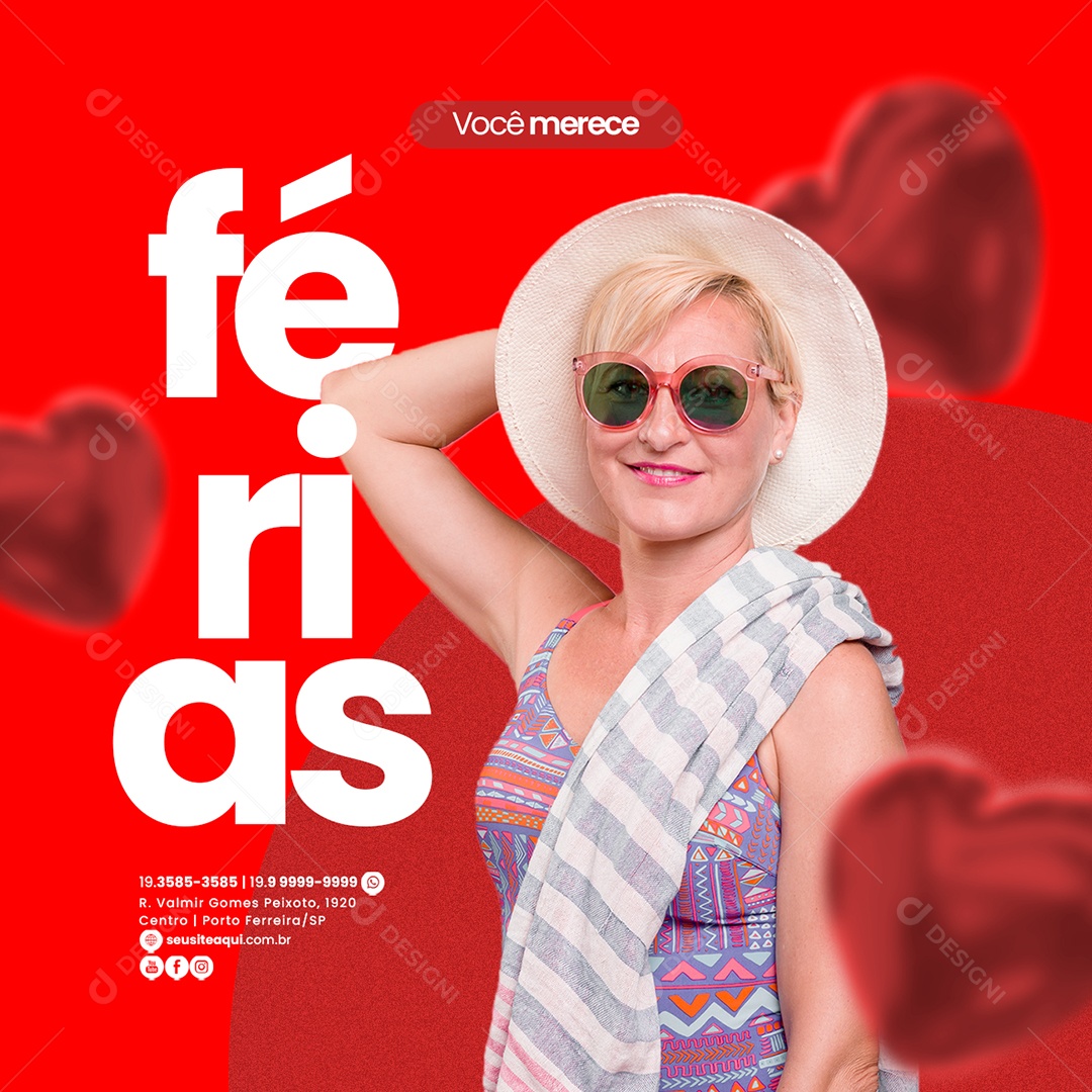 Você Merece Férias Agência de Viagens Social Media PSD Editável