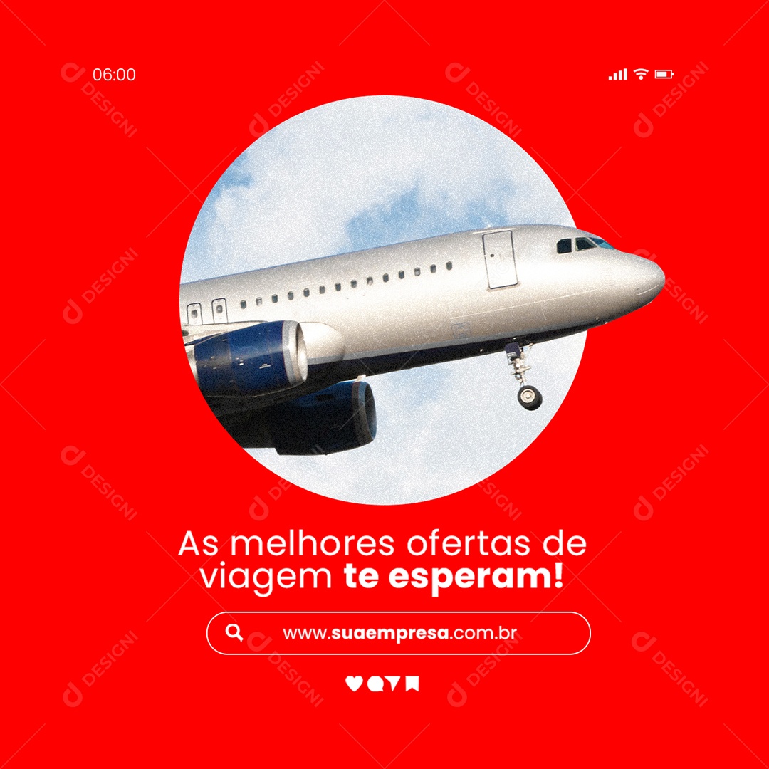 As Melhores Ofertas de Viagem Te Esperam Agência de Viagens Social Media PSD Editável