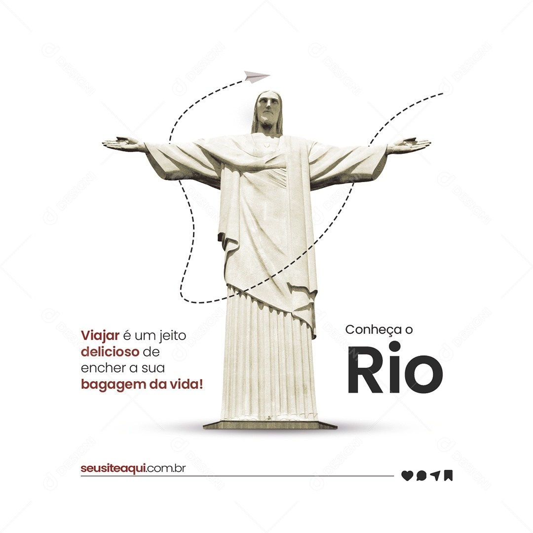 Viajar é Um Jeito Delicioso de Encher a Sua Bagagem da Vida Agência de Viagens Social Media PSD Editável