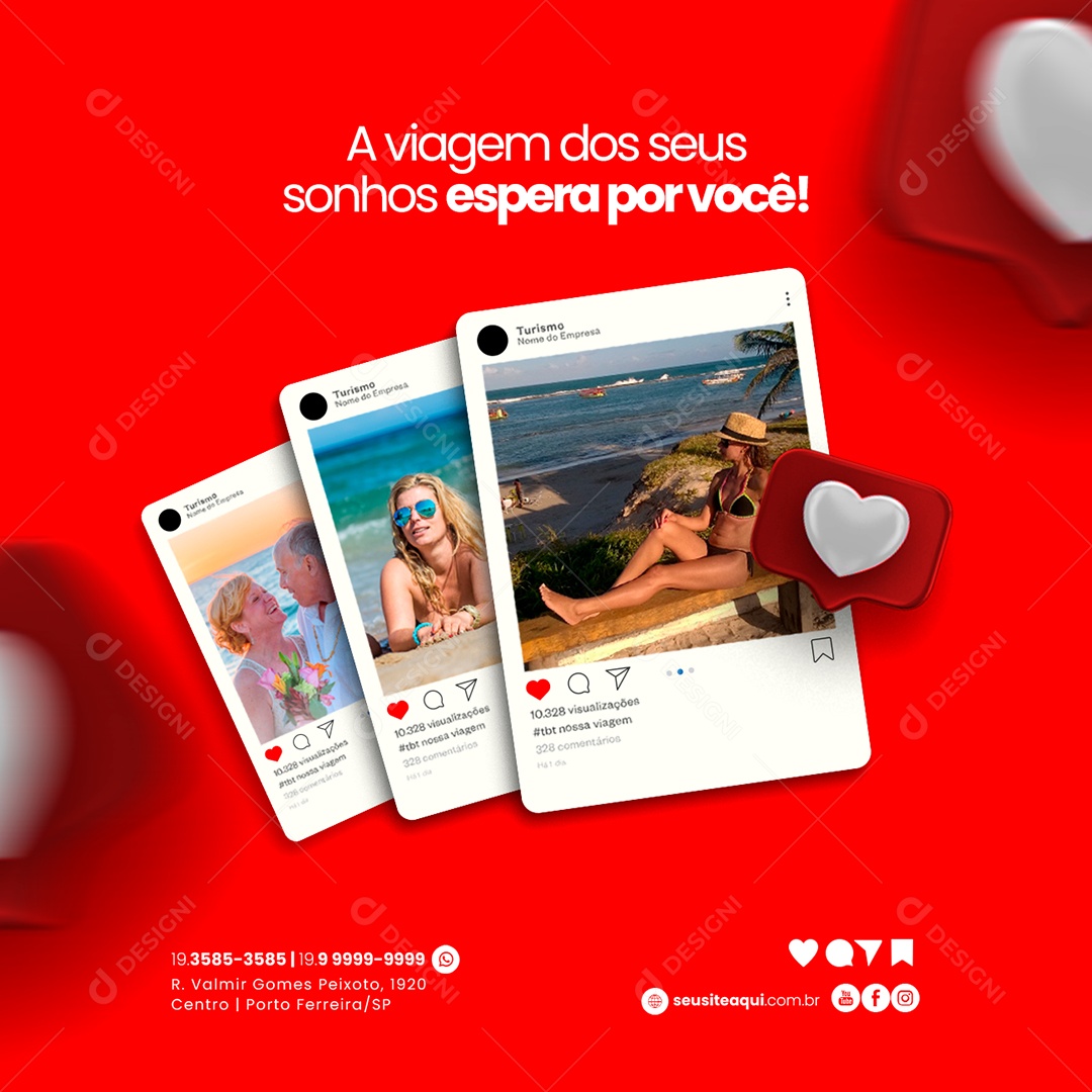 A Viagem Dos Seus Sonhos Espera Por Você Agência de Viagens Social Media PSD Editável