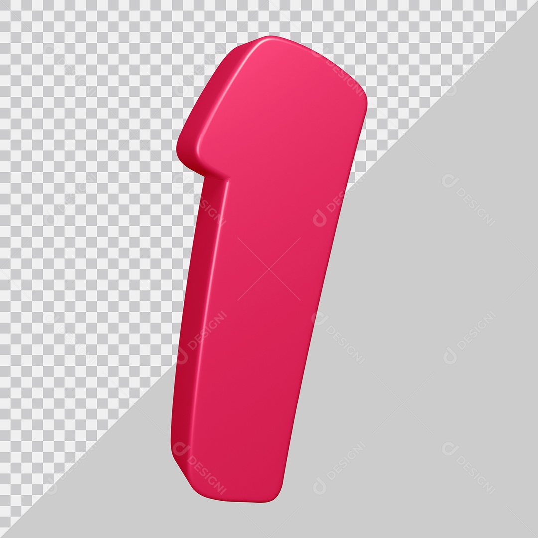 Elemento 3D Para Composição Número 1 Rosa PSD