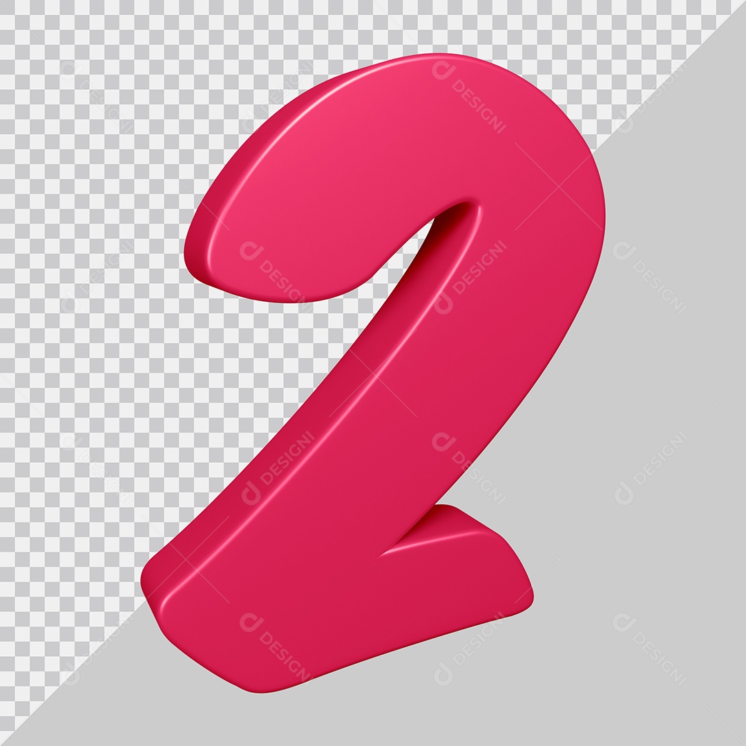 Elemento 3D Para Composição Número 2 Rosa PSD