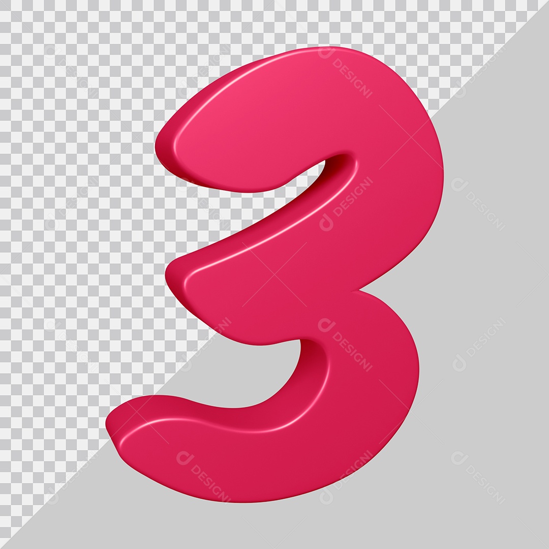 Elemento 3D Para Composição Número 3 Rosa PSD