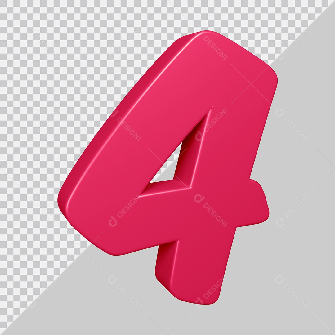 Elemento 3D Para Composição Número 4 Rosa PSD