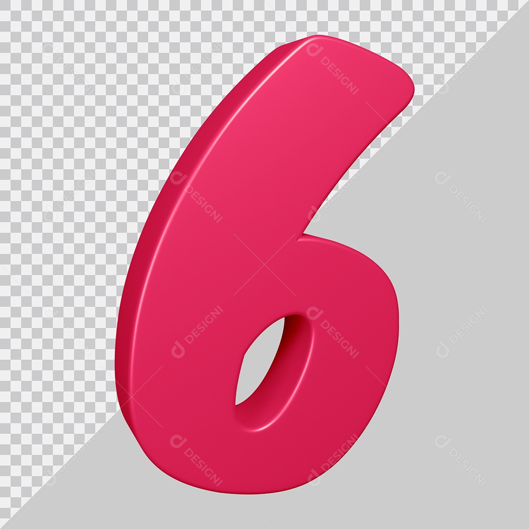 Elemento 3D Para Composição Número 6 Rosa PSD