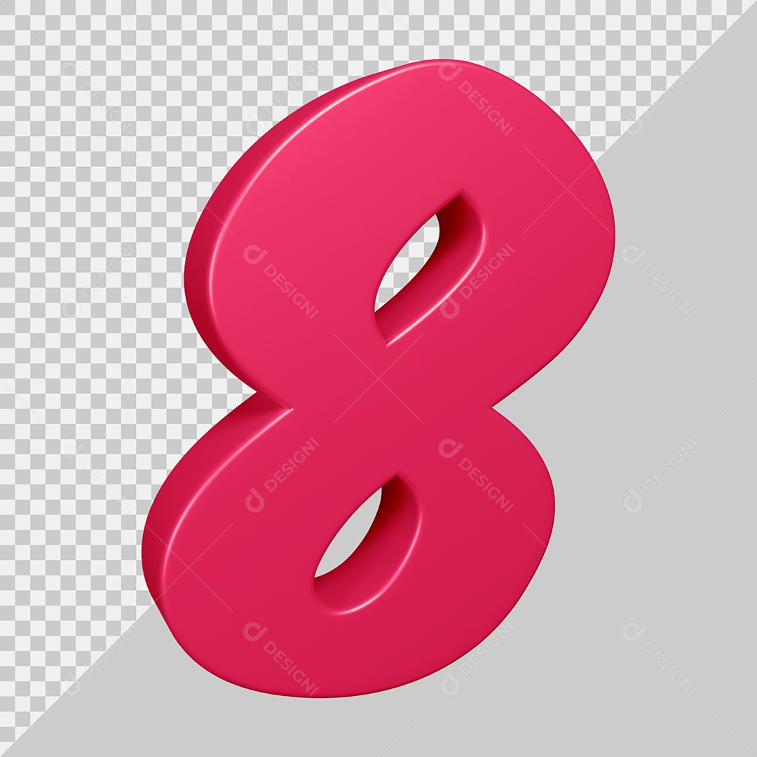 Elemento 3D Para Composição Número 8 Rosa PSD