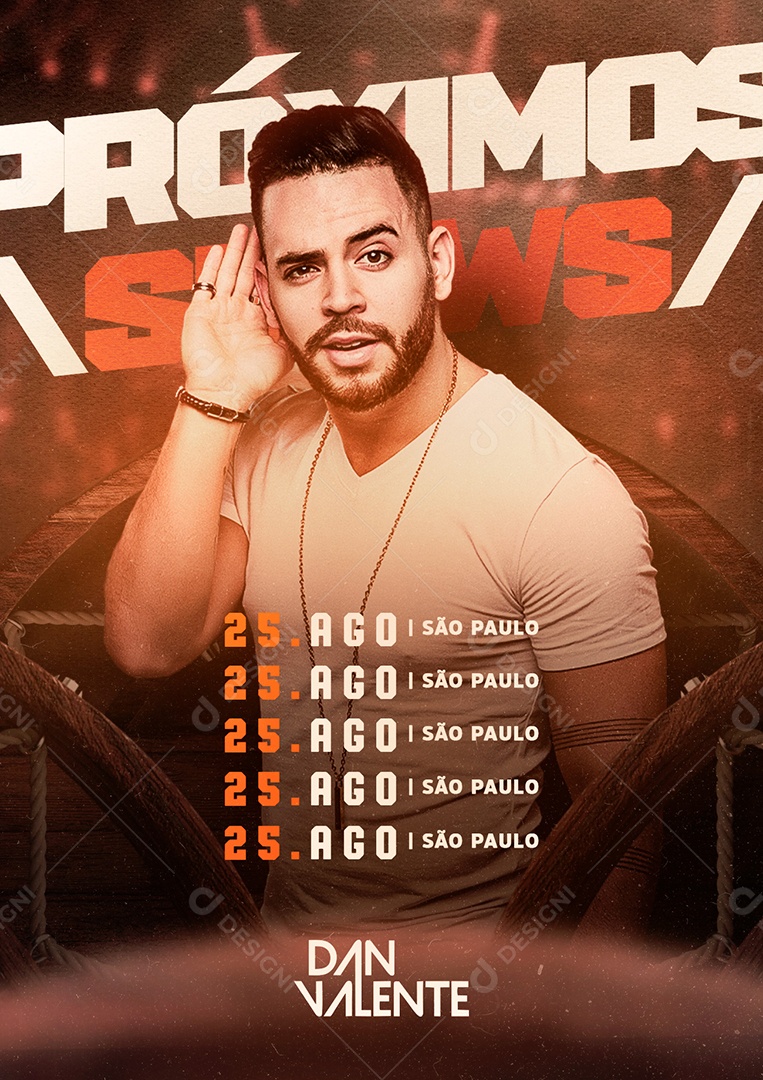 Próximos Shows Dan Valente Flyer Social Media PSD Editável