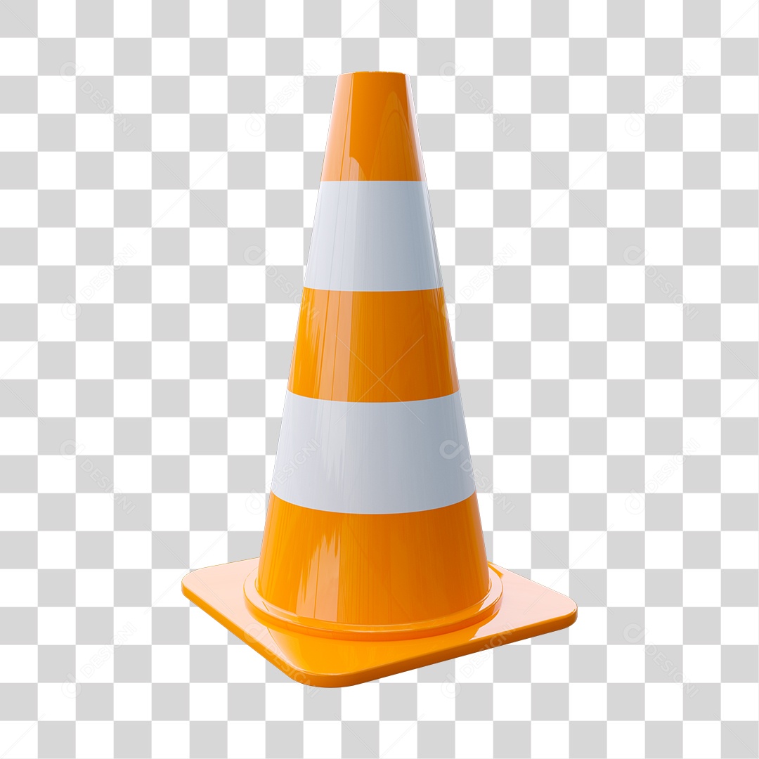 Cone de trânsito de plástico laranja PSD + PNG