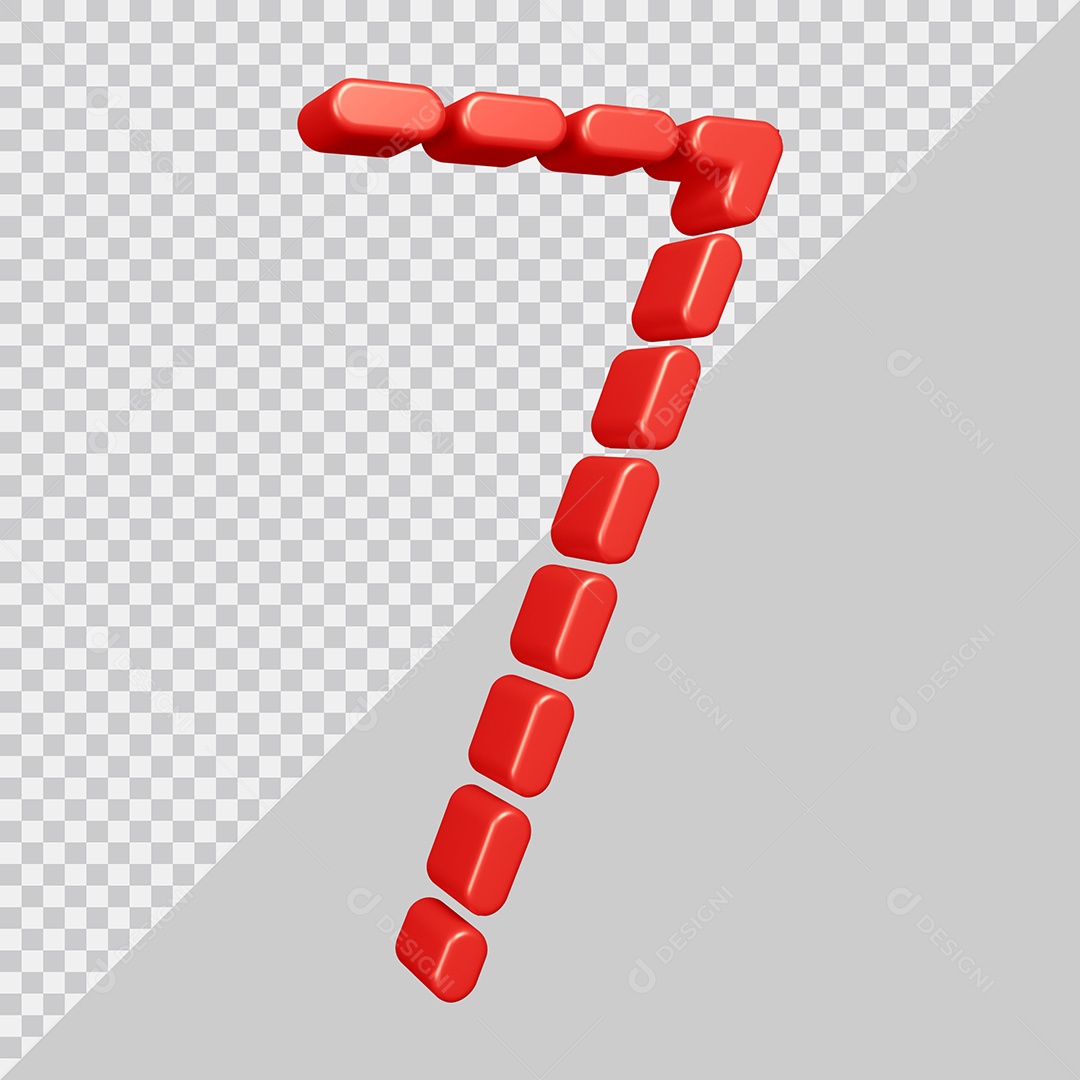 Elemento 3D Para Composição Número 7 Vermelha PSD