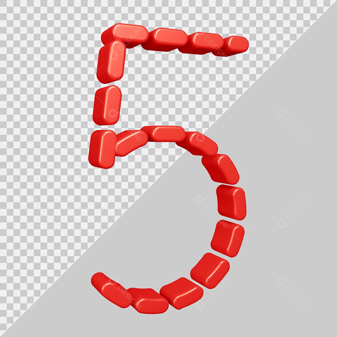 Elemento 3D Para Composição Número 5 Vermelha PSD