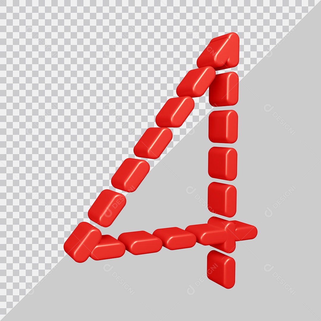 Elemento 3D Para Composição Número 4 Vermelha PSD
