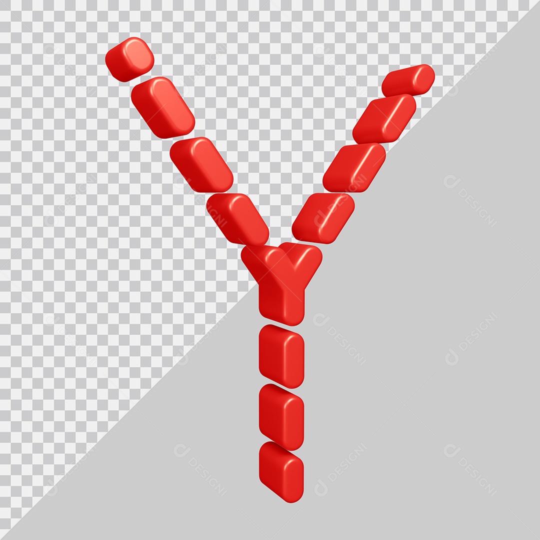 Elemento 3D Para Composição Letra Y Vermelha PSD