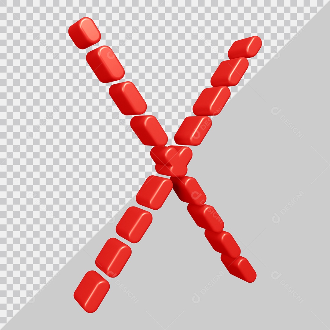 Elemento 3D Para Composição Letra X Vermelha PSD