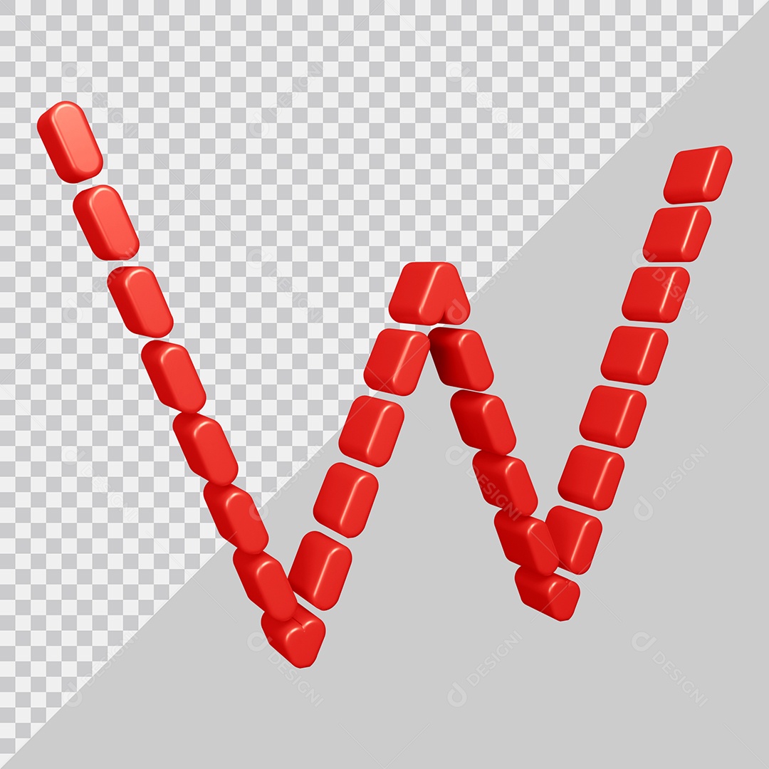 Elemento 3D Para Composição Letra W Vermelha PSD
