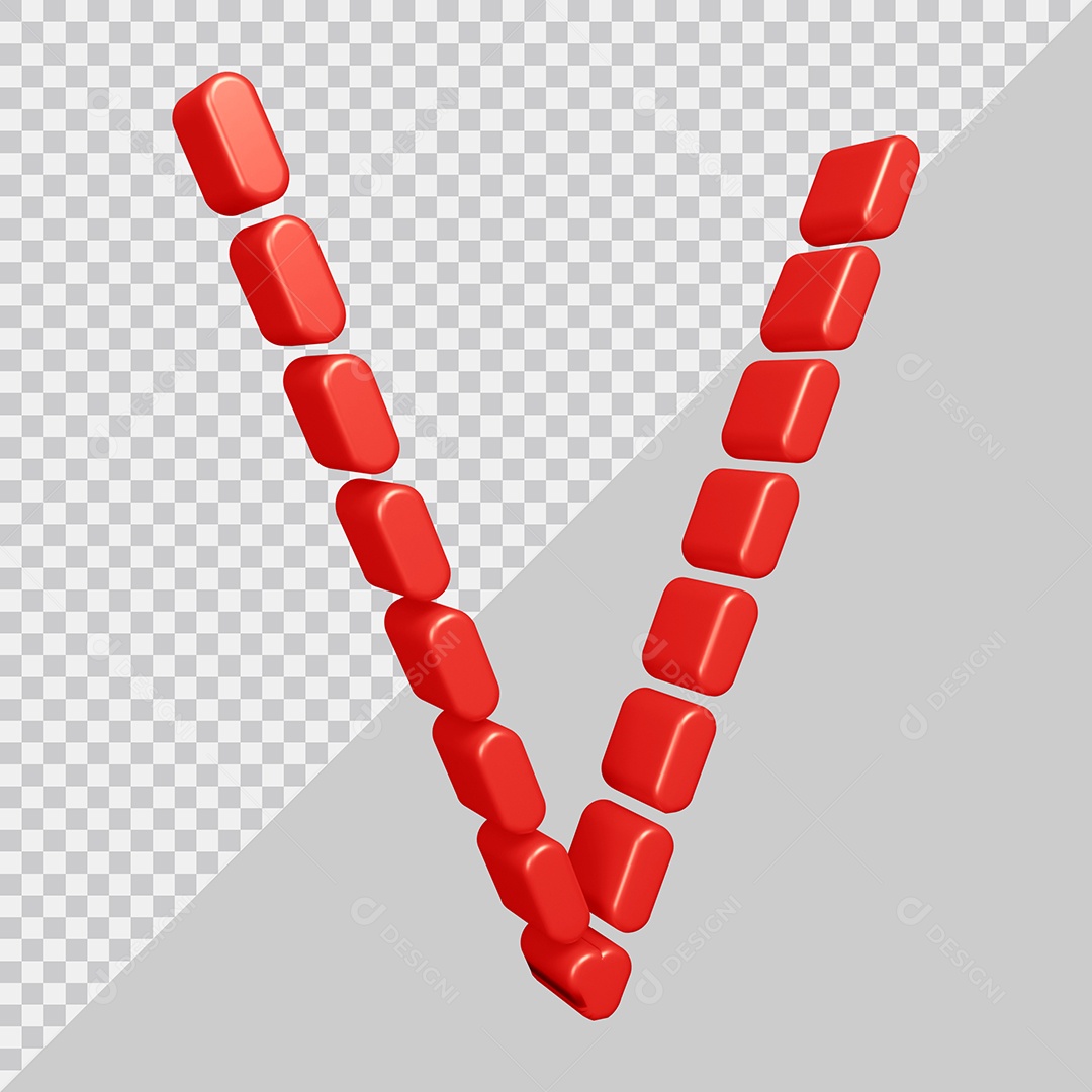 Elemento 3D Para Composição Letra V Vermelha PSD