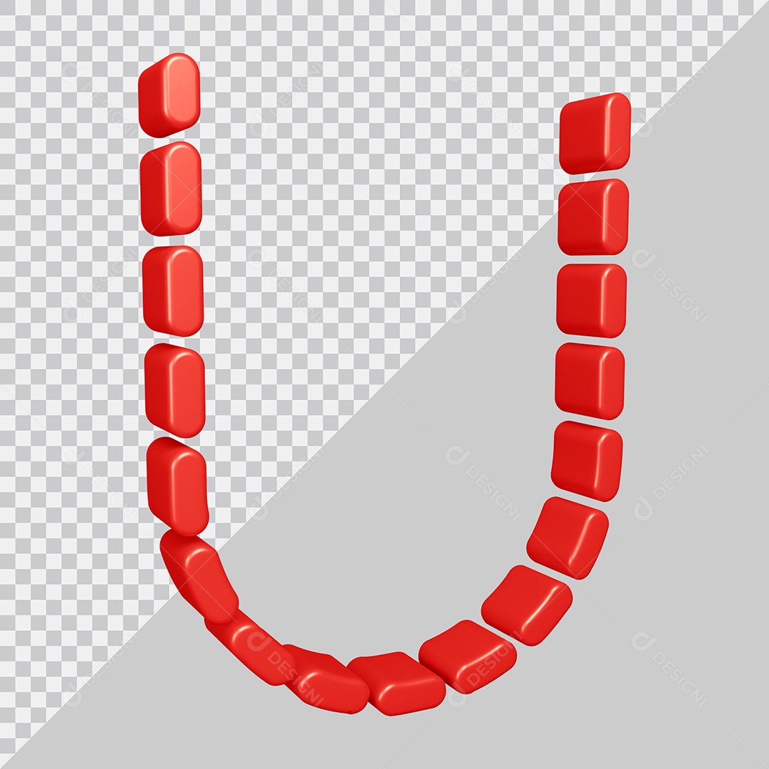 Elemento 3D Para Composição Letra U Vermelha PSD
