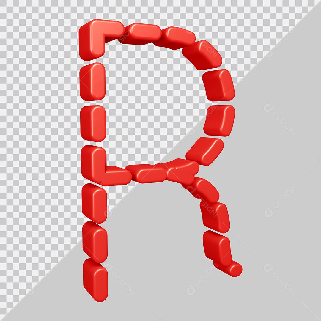 Elemento 3D Para Composição Letra R Vermelha PSD