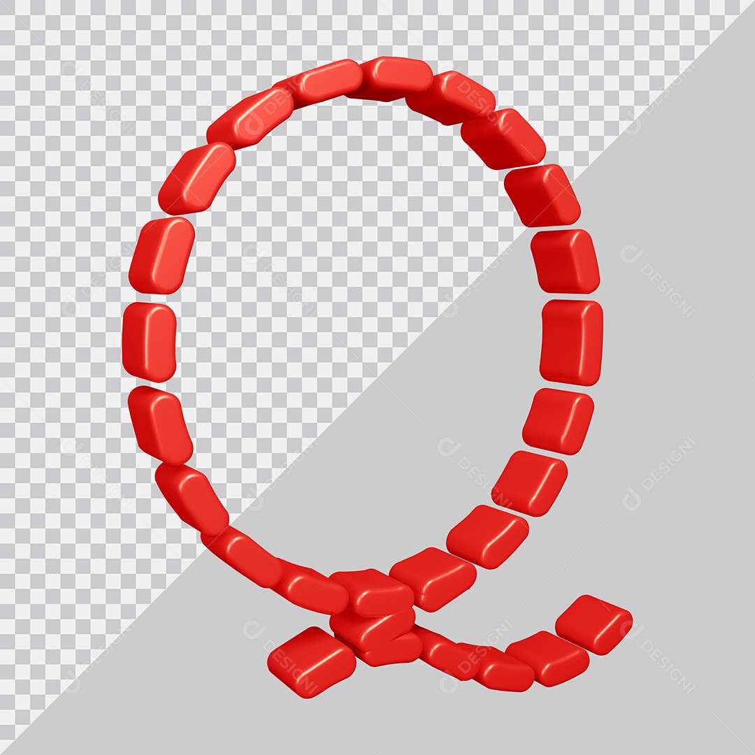 Elemento 3D Para Composição Letra Q Vermelha PSD