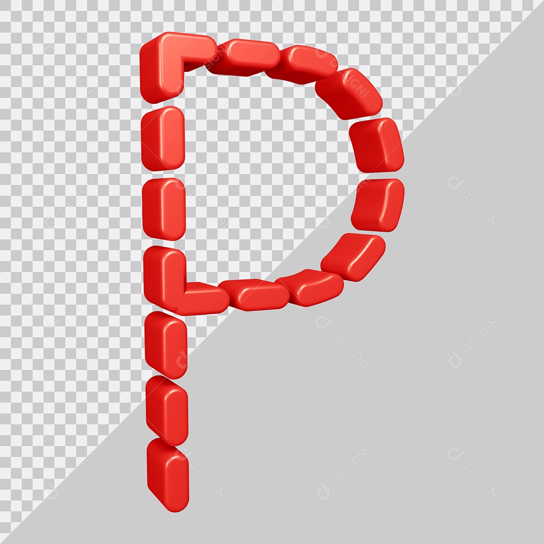 Elemento 3D Para Composição Letra P Vermelha PSD