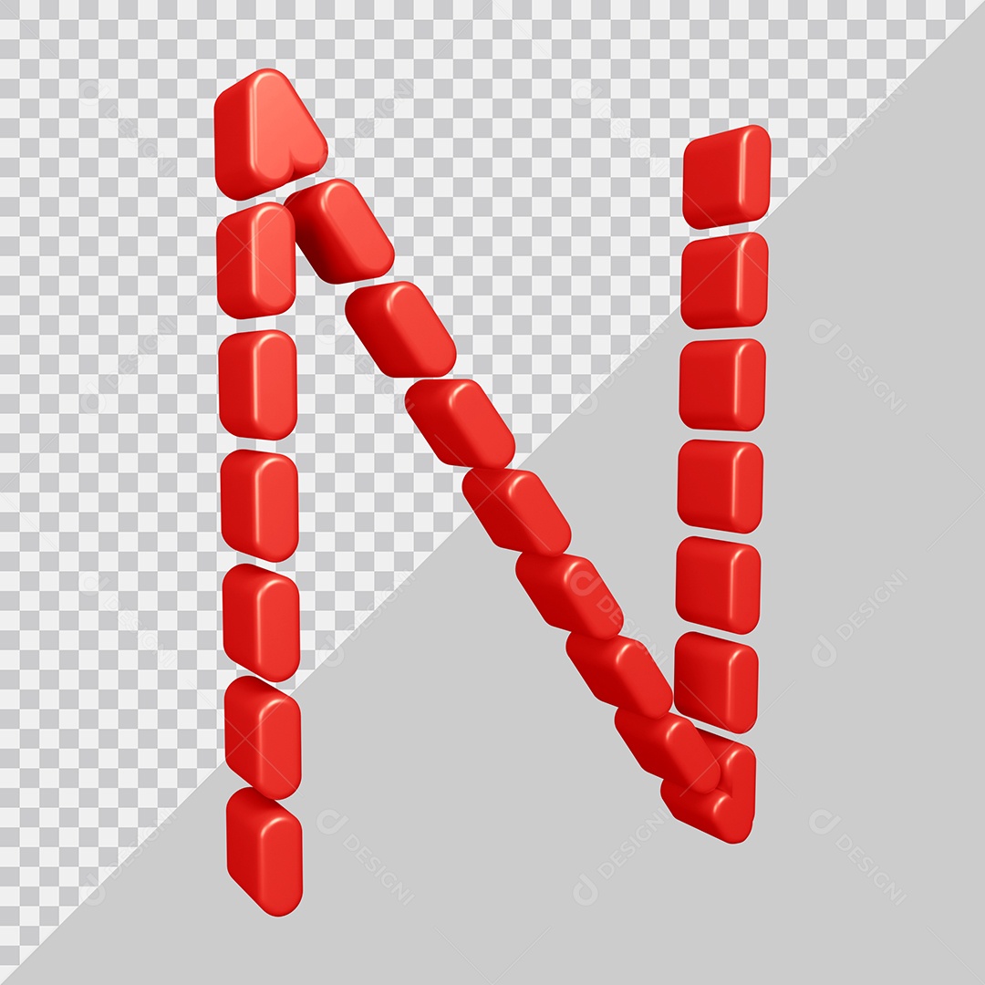 Elemento 3D Para Composição Letra N Vermelha PSD