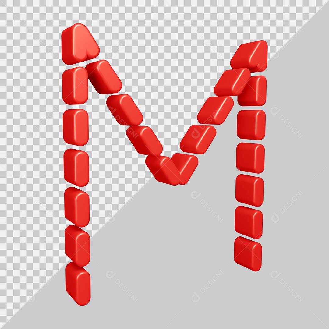 Elemento 3D Para Composição Letra M Vermelha PSD