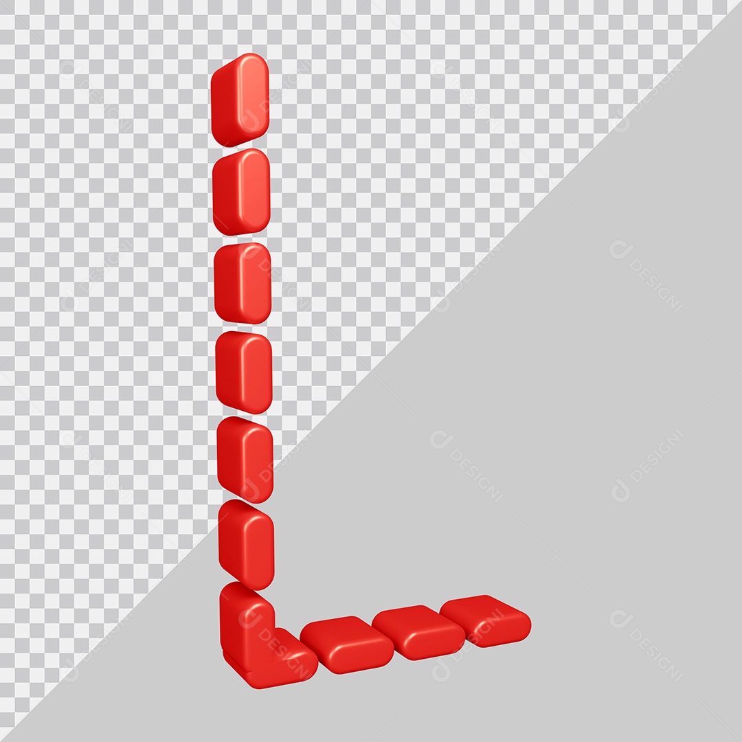 Elemento 3D Para Composição Letra L Vermelha PSD