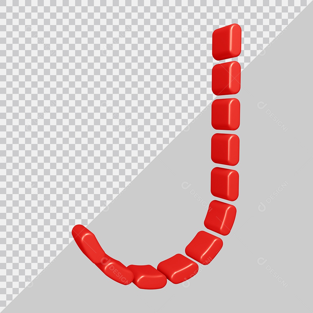 Elemento 3D Para Composição Letra J Vermelha PSD