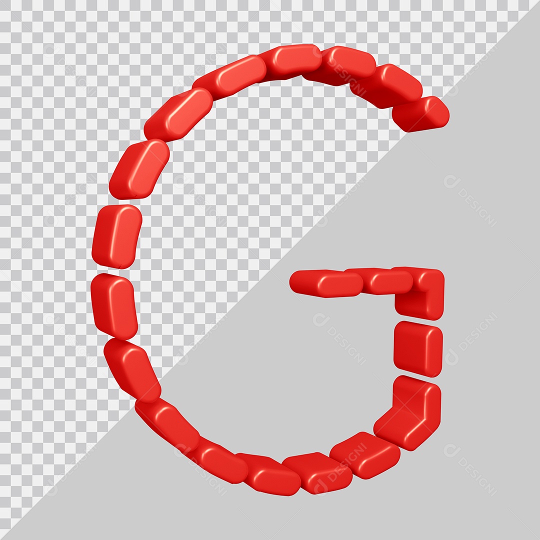 Elemento 3D Para Composição Letra G Vermelha PSD