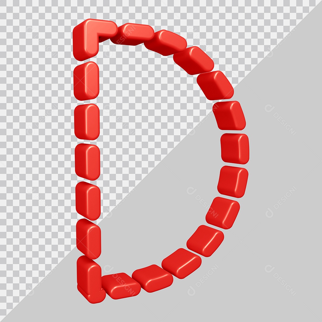 Elemento 3D Para Composição Letra D Vermelha PSD