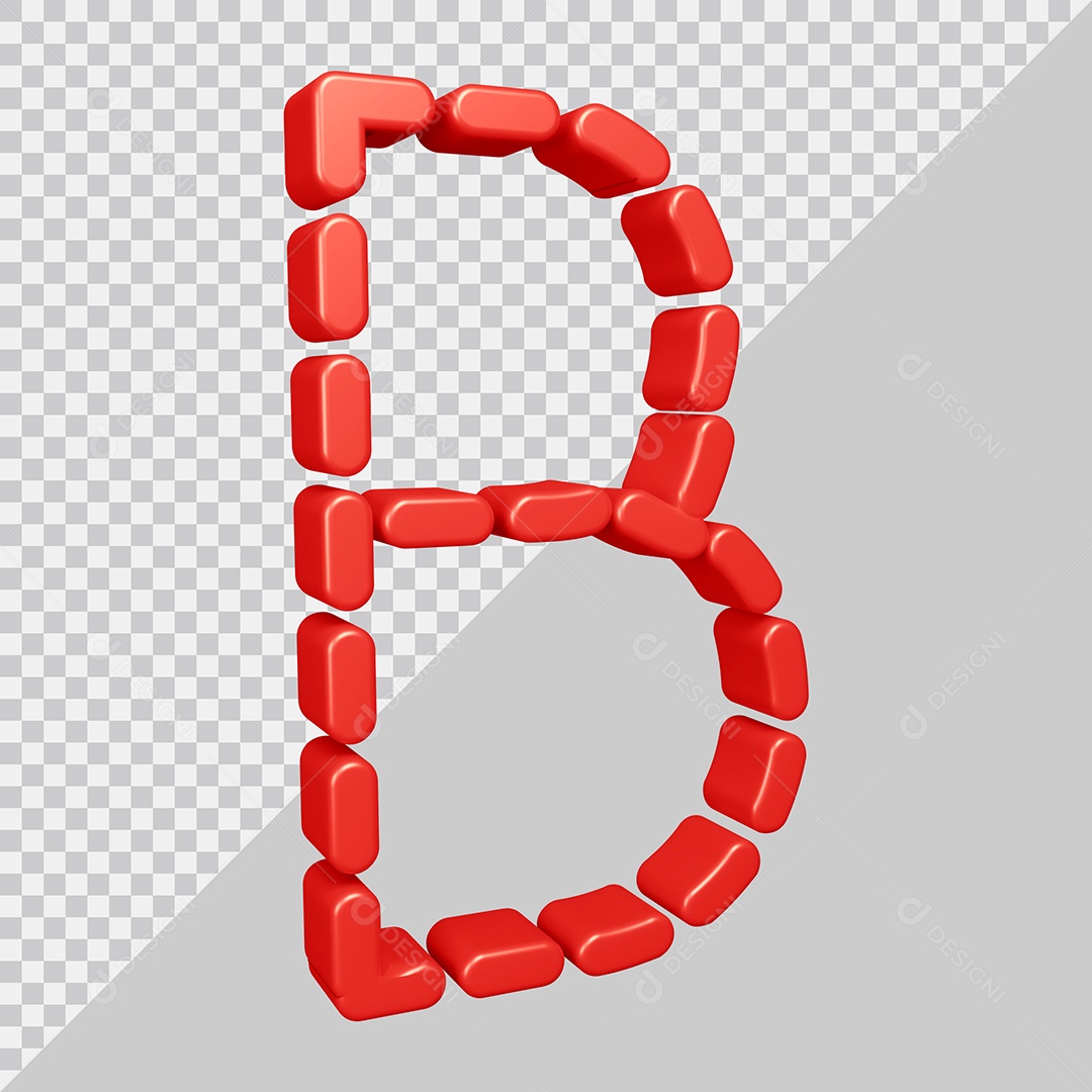Elemento 3D Para Composição Letra B Vermelha PSD