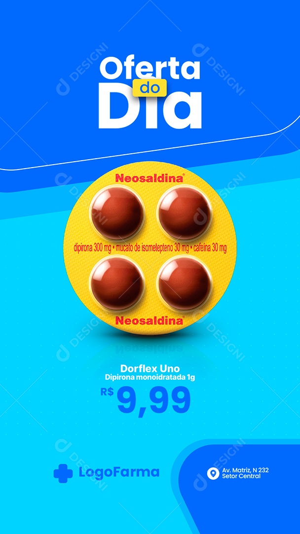 Story Oferta do Dia Neosaldina Farmácia Social Media PSD Editável