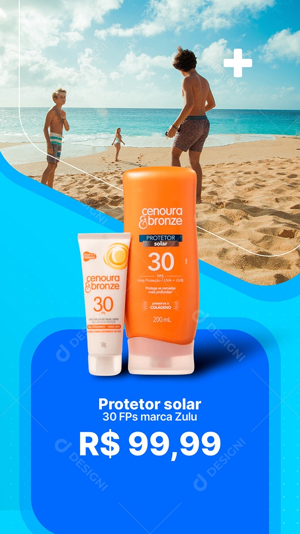 Story Protetor Solar Cenoura Bronze Farmácia Social Media PSD Editável