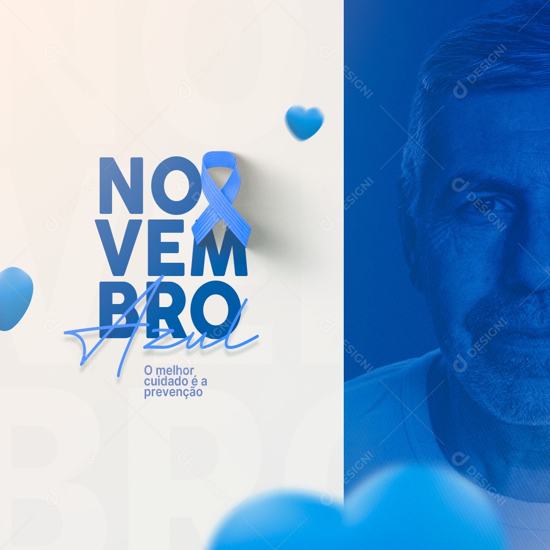 O Melhor Cuidado é a Prevenção Novembro Azul Social Media PSD Editável