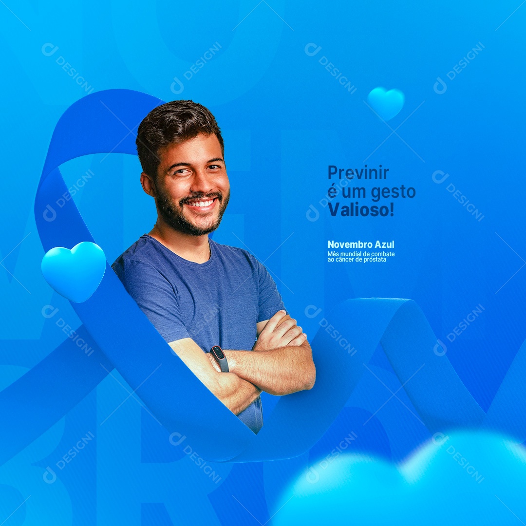 Prevenir é Um Gesto Valioso Novembro Azul Social Media PSD Editável