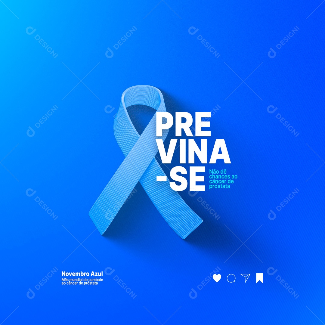 Não Dê Chances Ao Câncer de Próstata Novembro Azul Social Media PSD Editável
