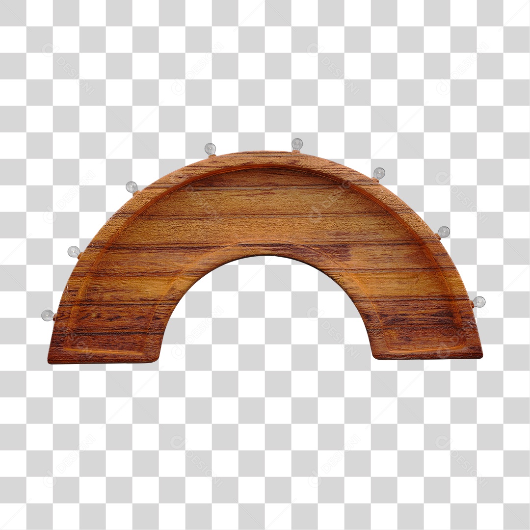 Arco de Madeira Marron Com Luzes Elemento 3D PNG