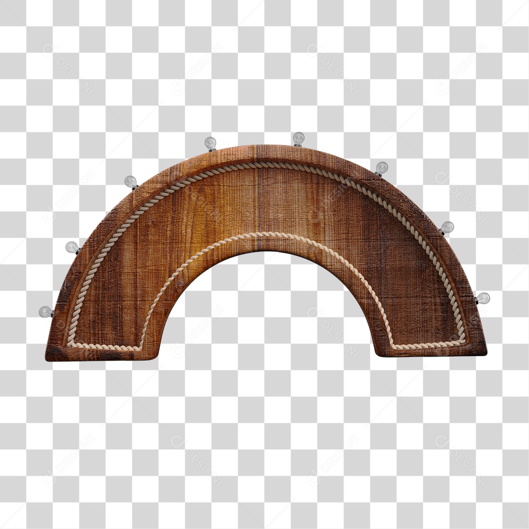 Arco de Madeira Marron Com Luzes Elemento 3D PNG
