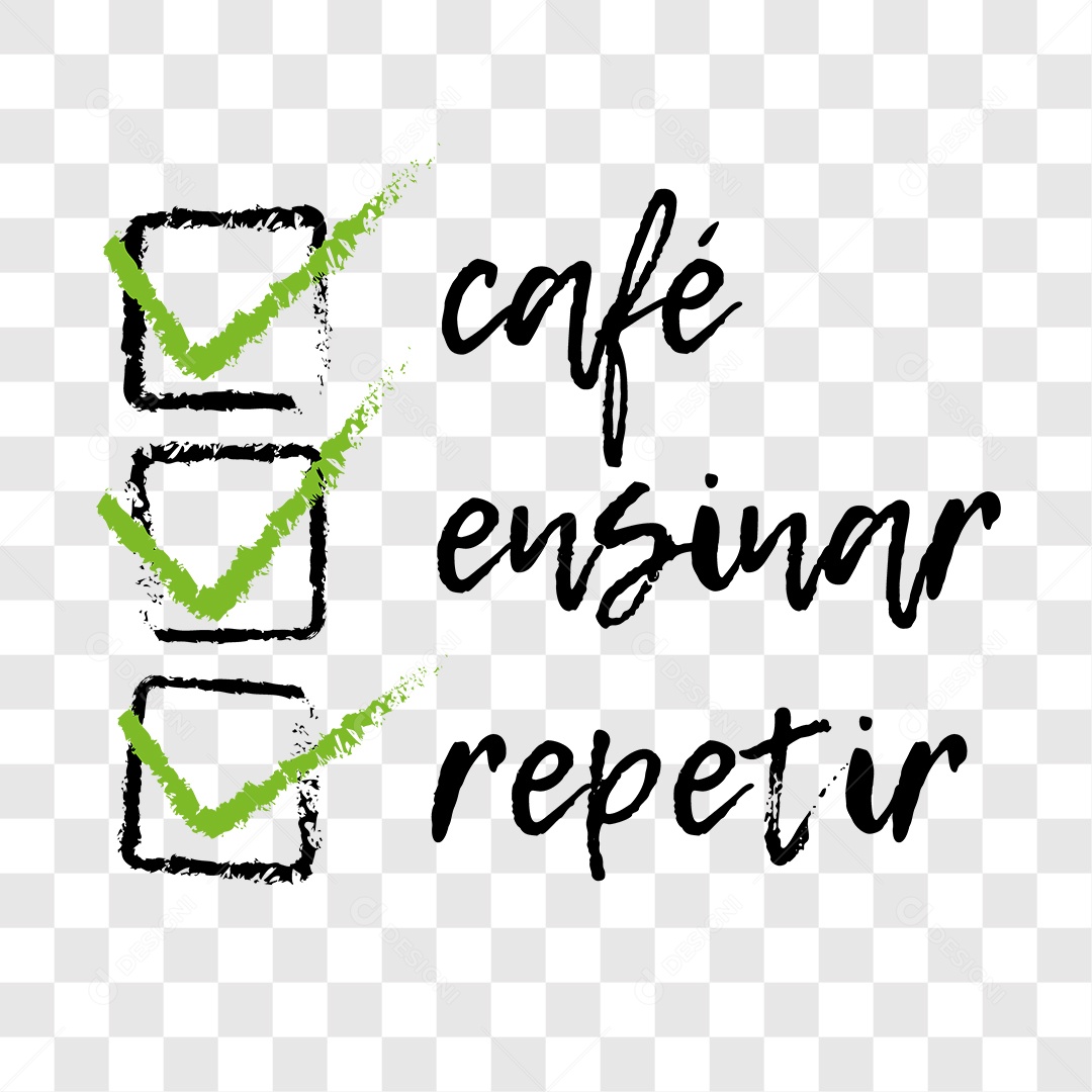 Lettering Café Ensinar Repetir EPS + PNG