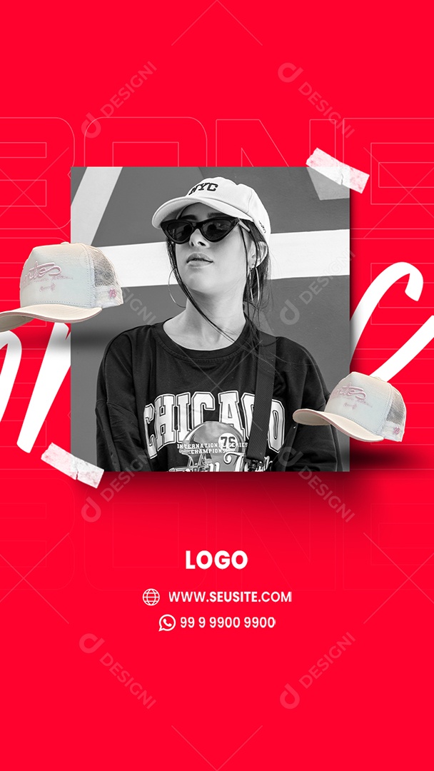 Story Boné Branco Loja de Boné Social Media PSD Editável