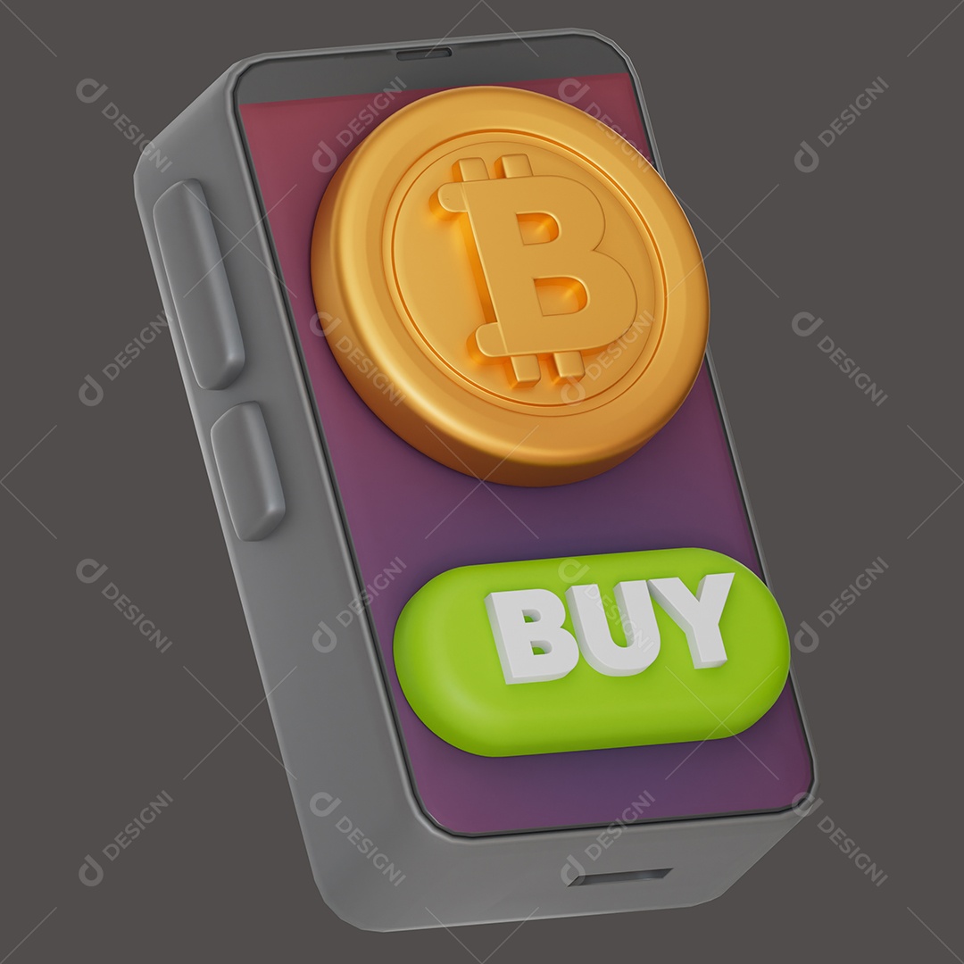 Maquininha Fazendo Compra de Bitcoin Elemento 3D para Composição PSD