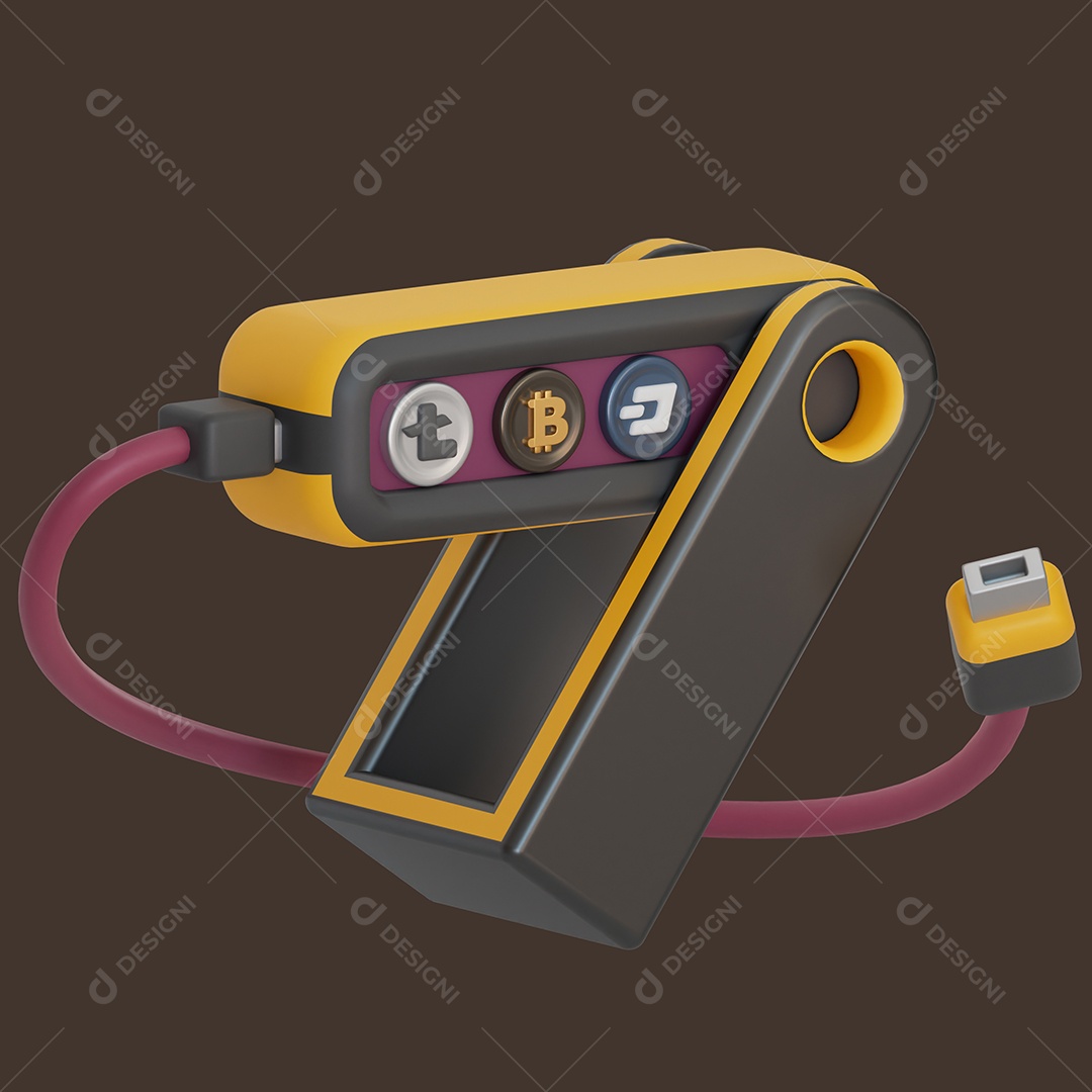 Maquininha de Criptomoedas Elemento 3D Para Composição PSD