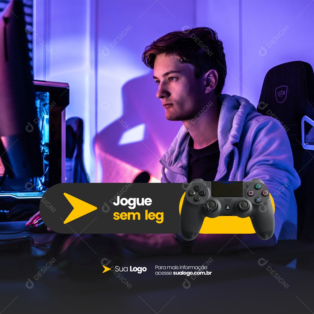 Provedor de Internet Fibra Óptica Jogue sem Leg Social Media PSD Editável