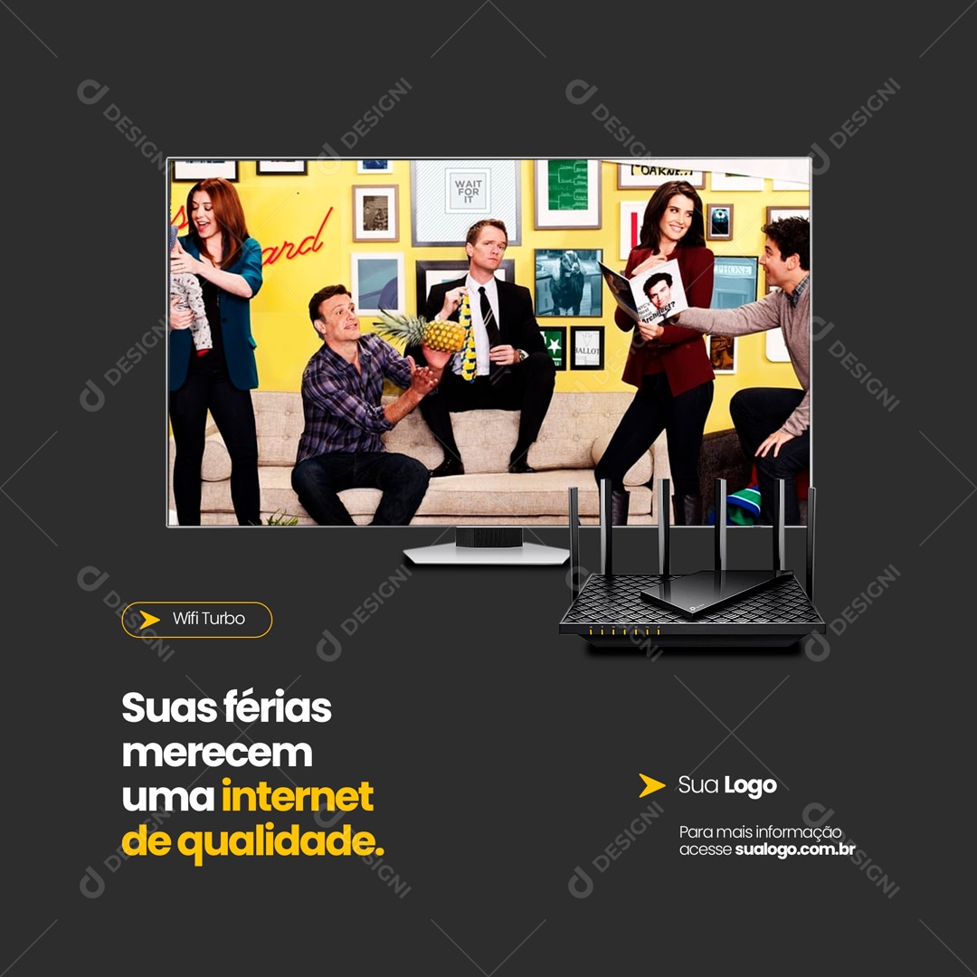 Suas Férias Merece uma Internet de Qualidade Provedor de Internet Social Media PSD Editável