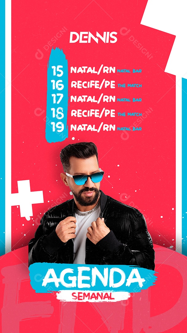 Story Agenda Semanal Dj Dennis Flyer Social Media PSD Editável