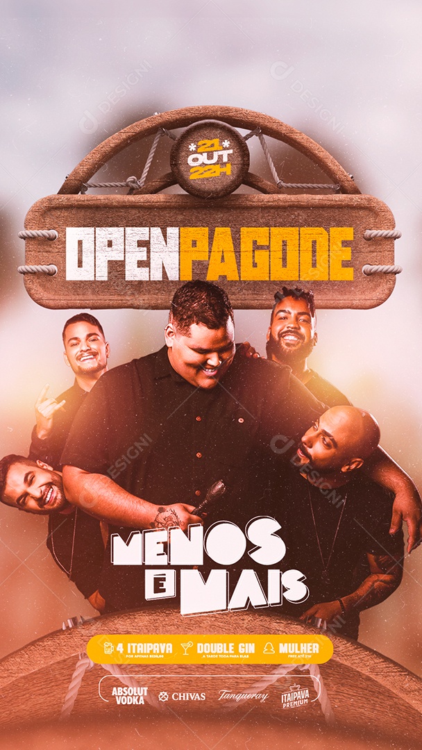 Story Open Pagode Menos é Mais Flyer Social Media PSD Editável