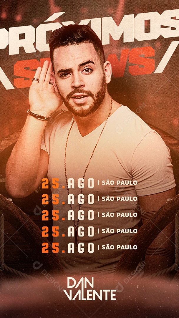 Story Próximos Shows Dan Valente Flyer Social Media PSD Editável