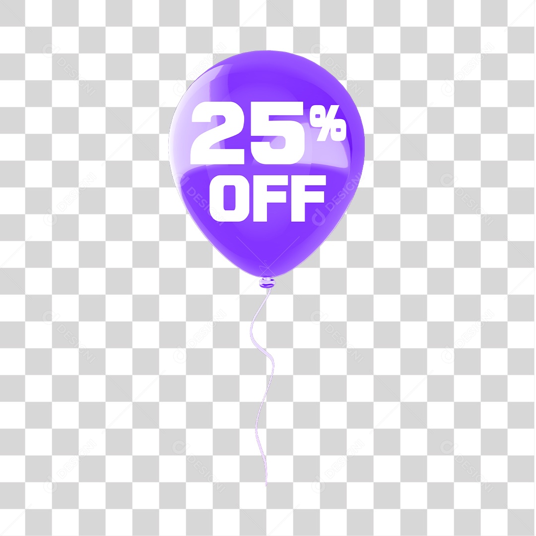 Elemento 3D Para Composição Balão de Desconto 25% PNG Transparente Sem Fundo