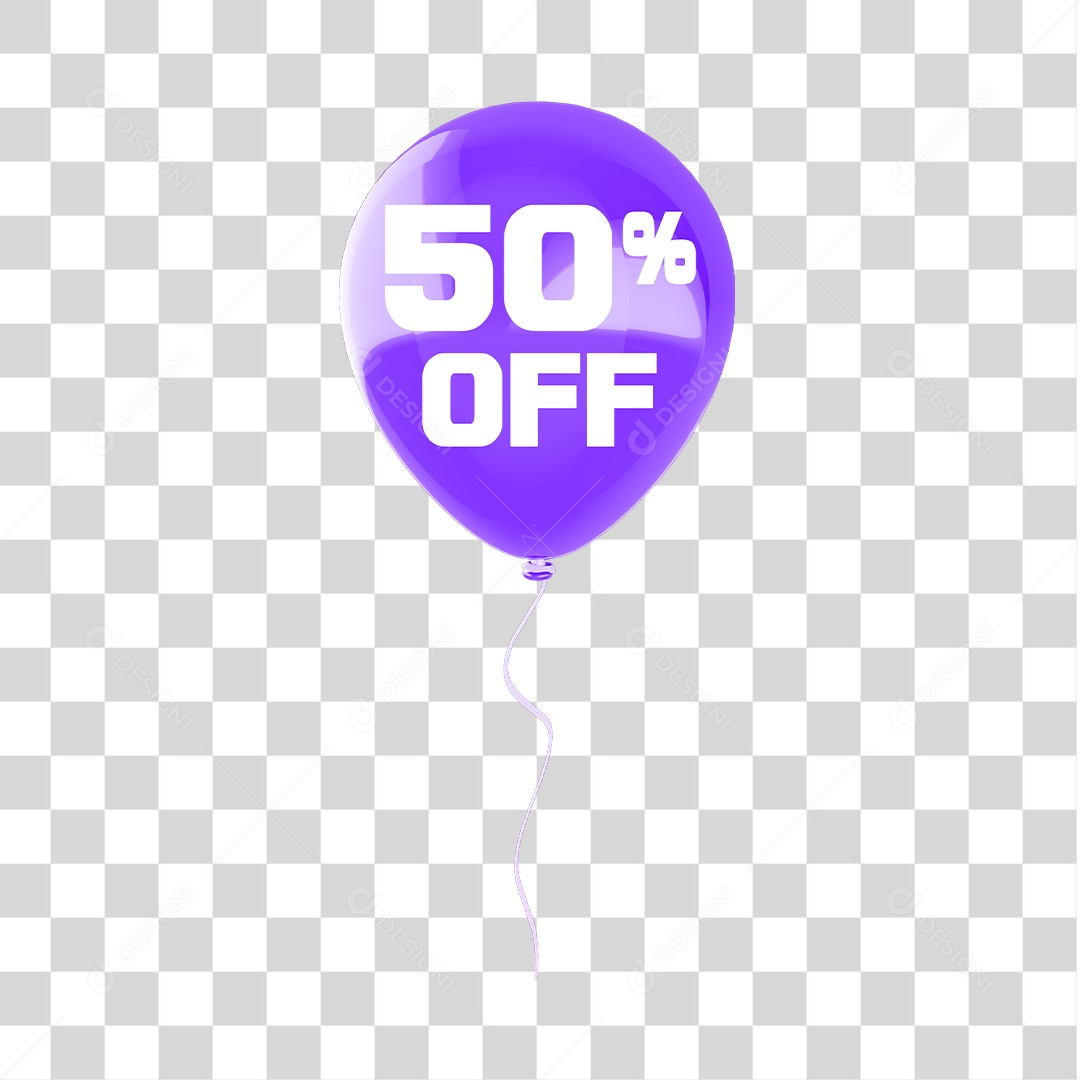 Elemento 3D Para Composição Balão de Desconto 50% PNG Transparente Sem Fundo