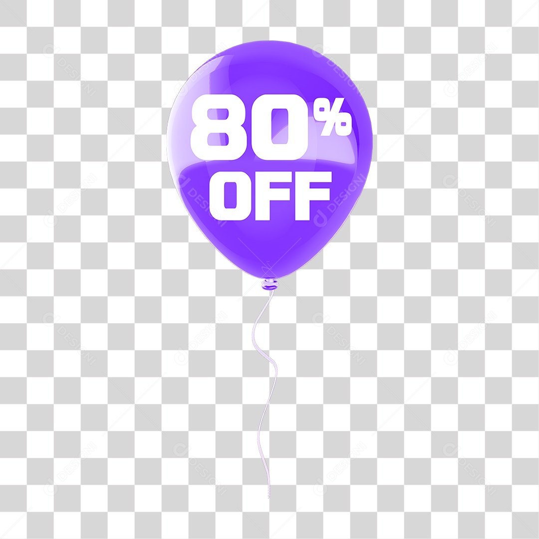 Balão com 80% de Desconto PNG Transparente