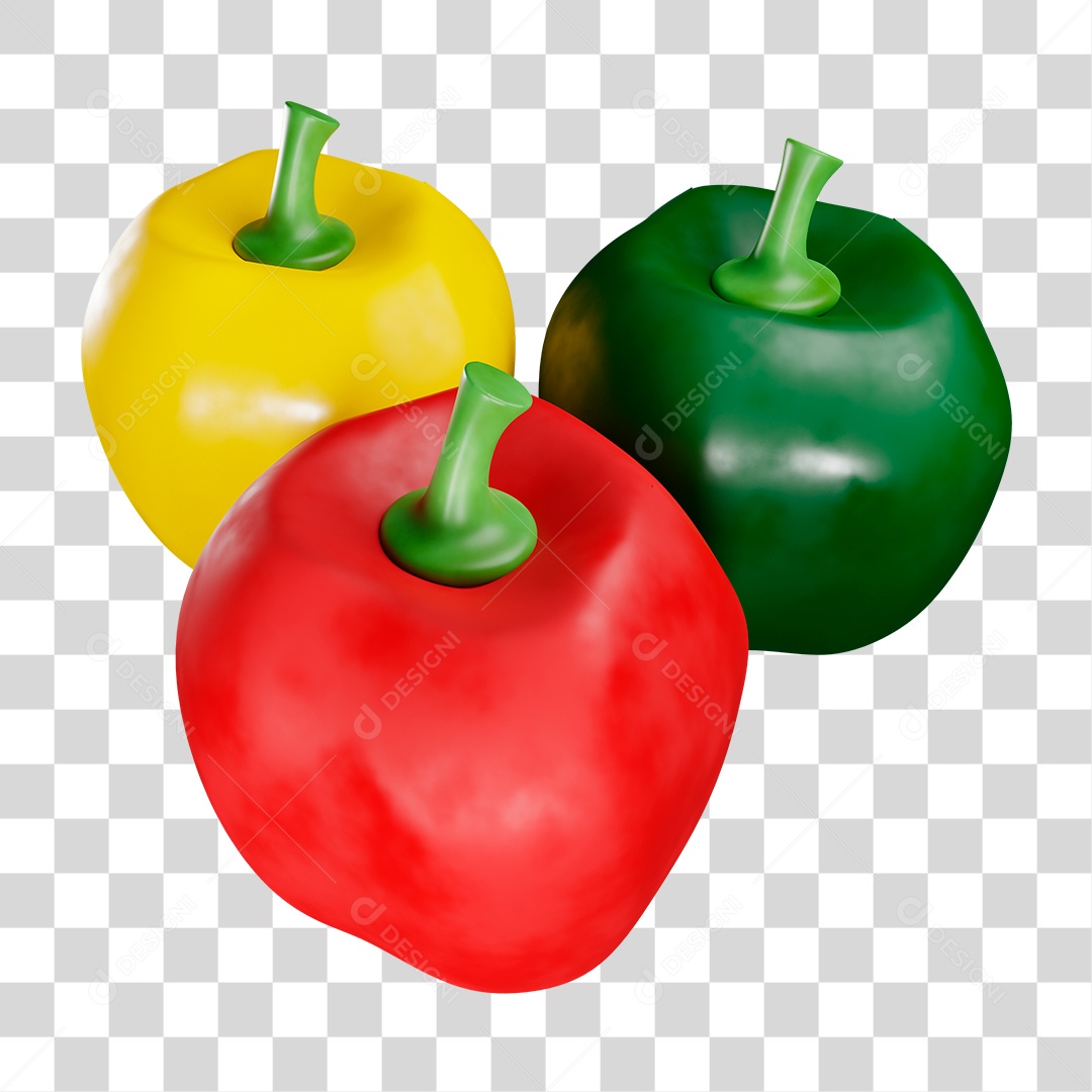 Pimentão Verde Amarelo e Vermelho PNG Transparente